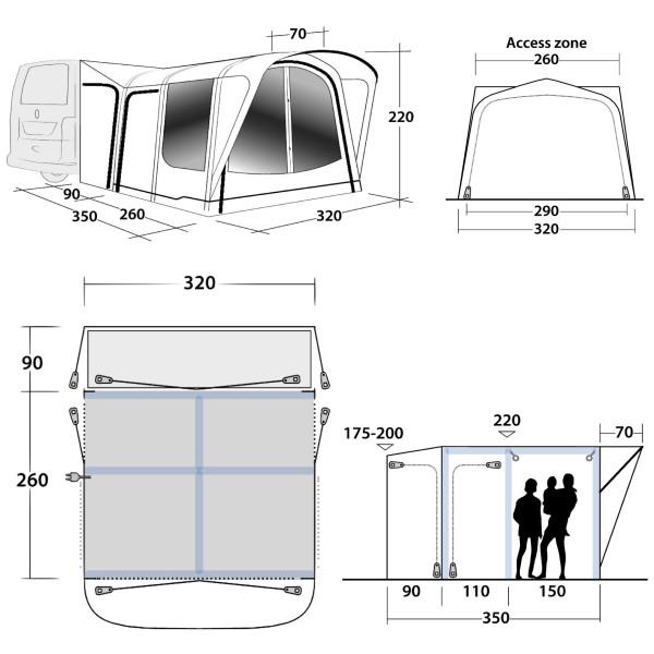 Tenda per minibus Outwell Parkville 260SA