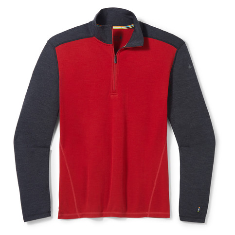 Maglietta funzionale da uomo Smartwool M Classic Thermal Merino BL 1/4 ZB rosso/nero rhythmic red