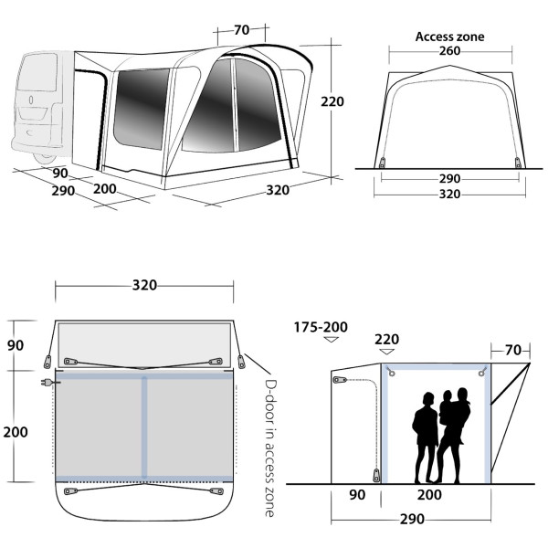 Tenda per minibus Outwell Parkville 200SA (2022)