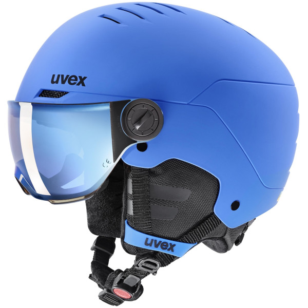 Casco da sci per bambini Uvex Rocket Jr. Visor blu blue mat