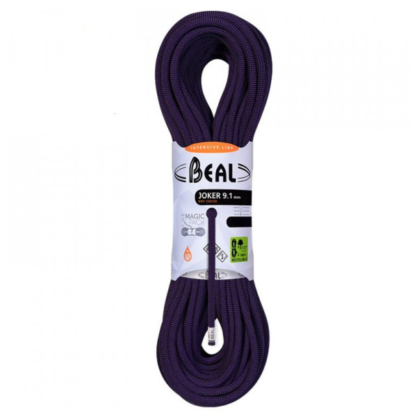 Corda da arrampicata Beal Joker 9,1 mm (60 m) Dry Cover viola purple