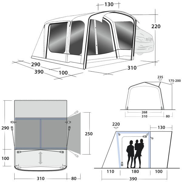 Tenda per minibus Outwell Jonesville 290SA Flex