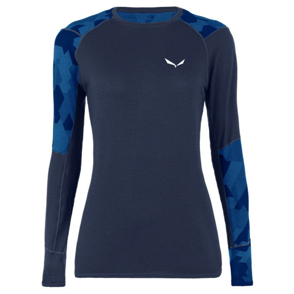 Maglietta da donna Salewa Cristallo Warm Amr W L/S Tee. blu scuro NavyBlazer