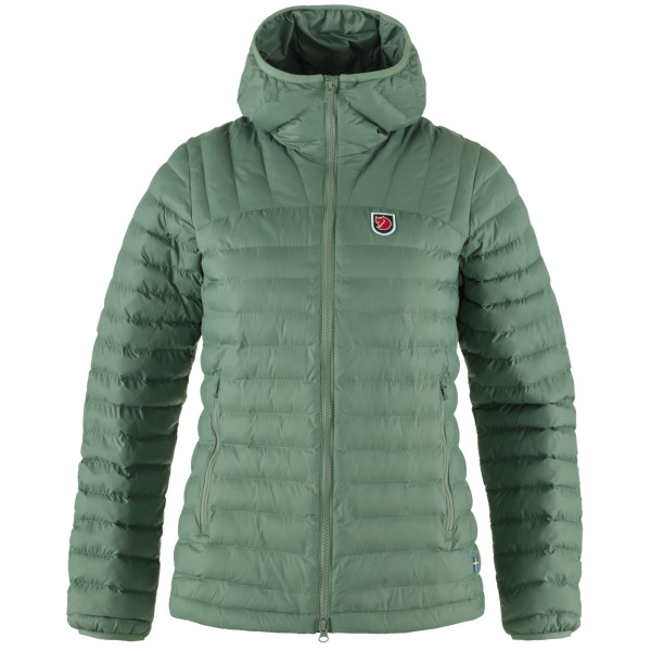 Giacca invernale da donna Fjällräven Expedition Lätt Hoodie verde chiaro Patina Green