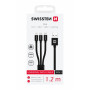 Cavo di ricarica e trasmissione Swissten DATA CABLE TEXTILE 3in1 1,2 M BLACK