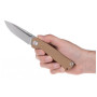 Coltello chiudubile Acta non verba Z200 Stonewash/Plain Edge, G10 marrone Coyote