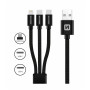 Cavo di ricarica e trasmissione Swissten DATA CABLE TEXTILE 3in1 1,2 M BLACK