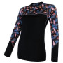 Maglietta sportiva da donna Sensor Merino Impress (long sleeve) nero/blu Blk/Floral