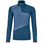 Felpa da donna Ortovox Fleece Light Zip Neck W blu petrol blue